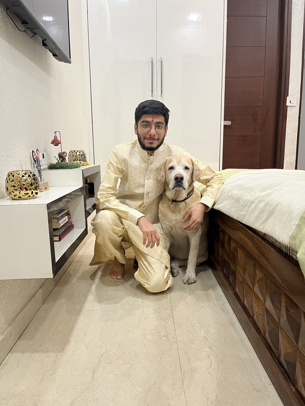 Kanishk with his dog